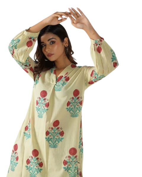 Hand Block Printed Floral Co-ord Set - Image 4