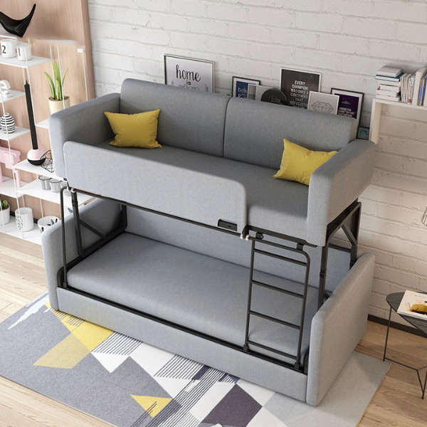 Multifunctional Folding Sofa Bed with Bunk Design – Extendable Metal Frame